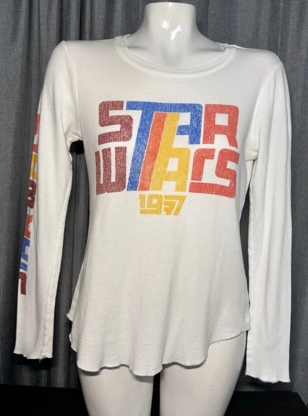 Chaser Star Wars "1977" Heritage Waffle Top Long Sleeves White Size Small